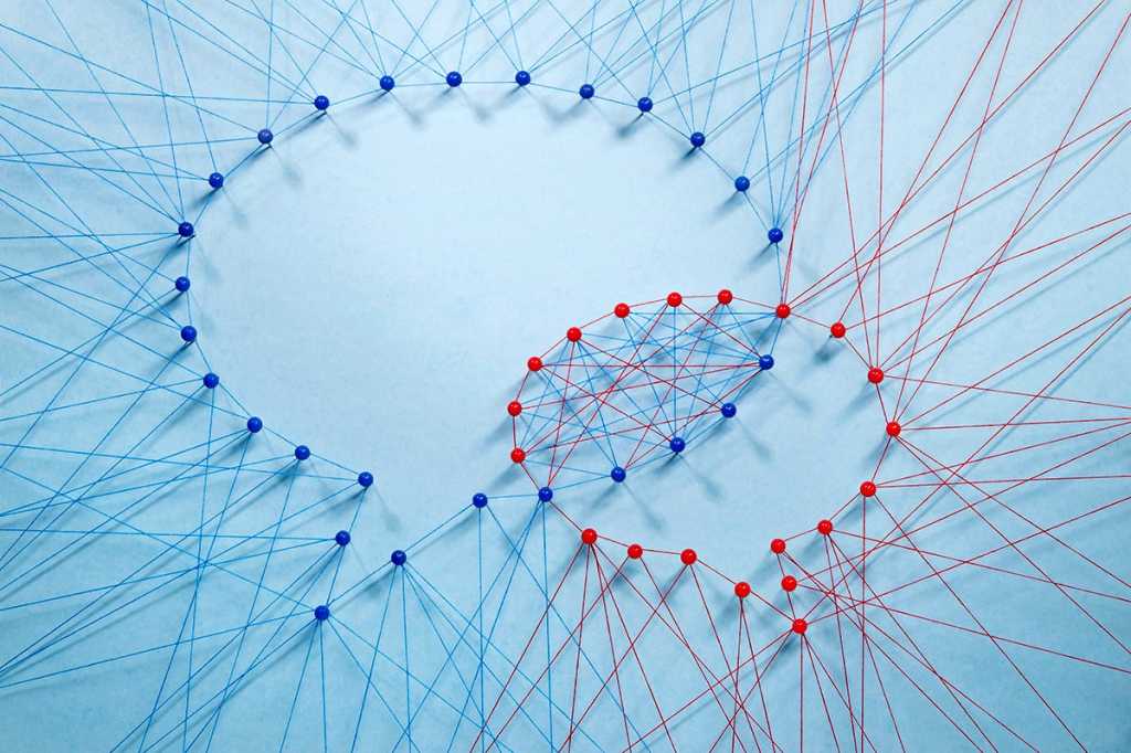 speech bubbles crafted from a network of string