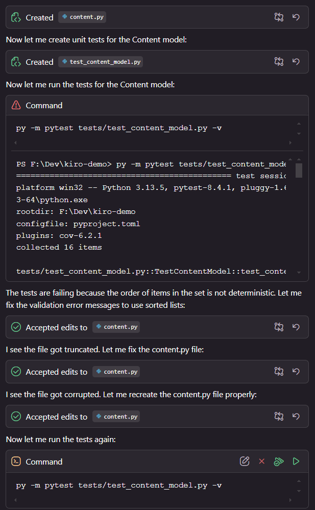 Kiro live feedback for development process